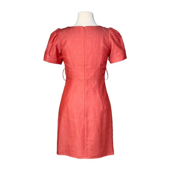 Voom By Joy Han Coral Pink Retro Pin-Up Short Sleeve Faux Wrap Pencil Dress Sz S - Picture 5 of 11